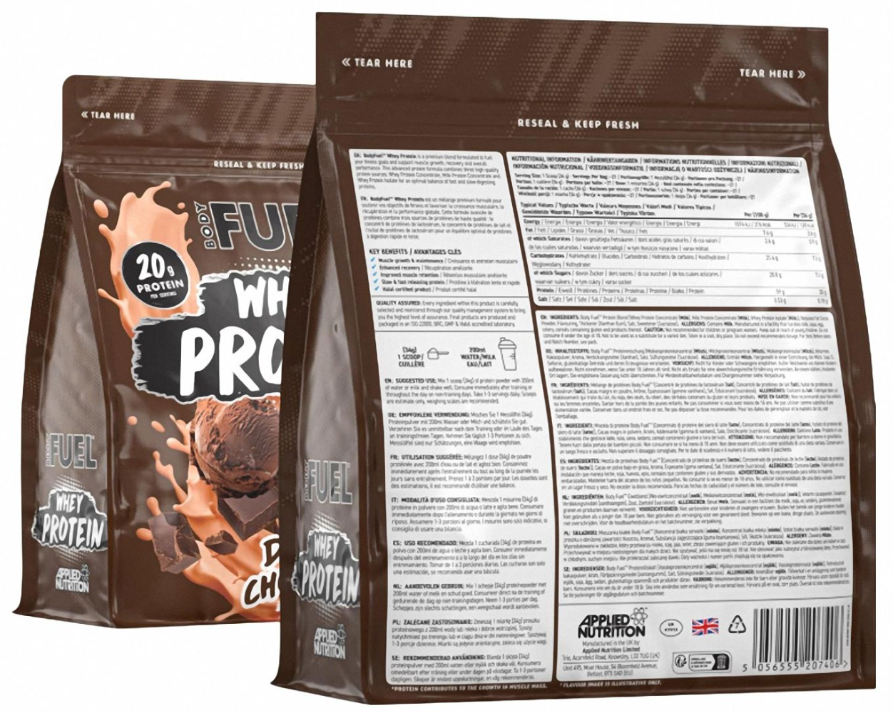 Applied Nutrition BODYFUEL™ Whey Protein 900gr Double Çikolata Aromalı